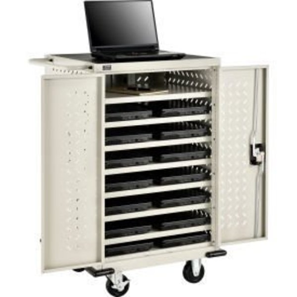 Global Equipment Mobile Charging Cart for 12 Chromebooks and Tablets, Putty, Unassembled 985748